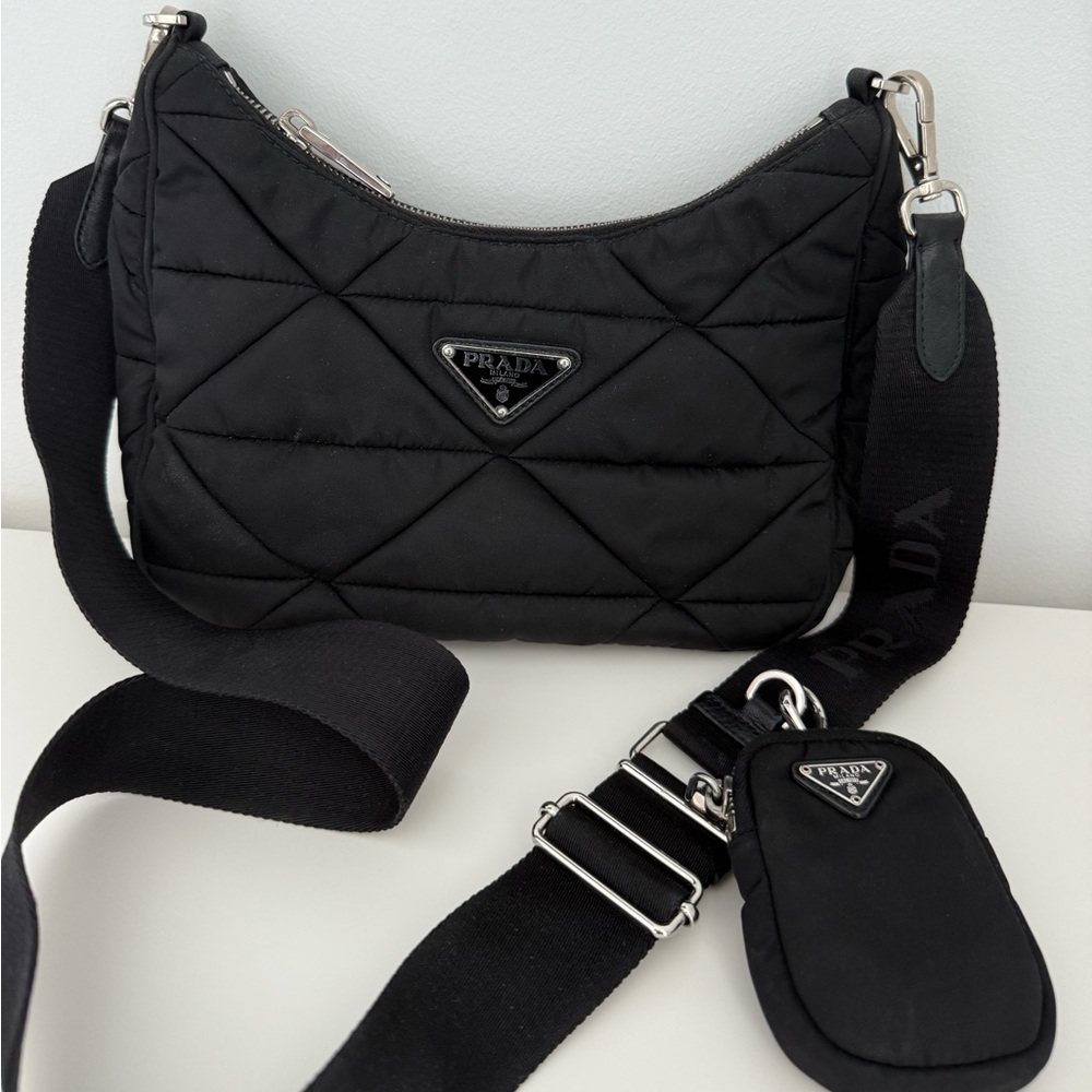 Prada Black Crossbody Bag with Quilted Design